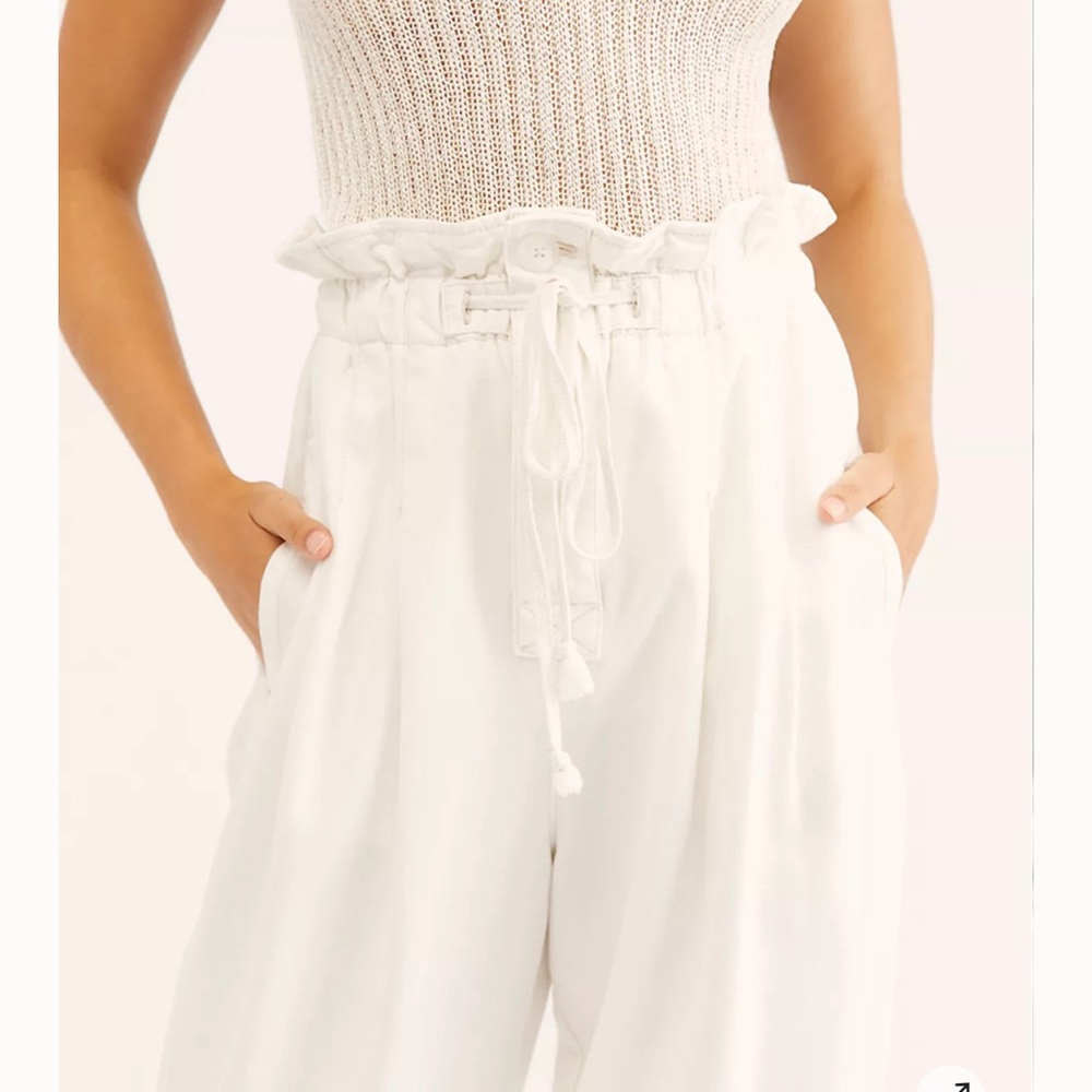 White Free People Margate Pleated Trouser